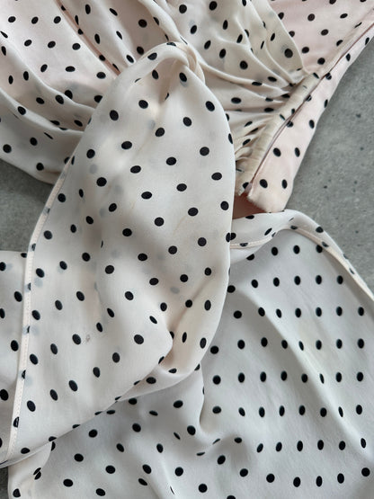 Jaeger 2000s Pure Silk Polkadot Two Piece Skirt Top Set - L/W28