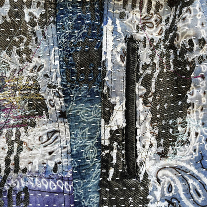 Boro Patchwork Sashiko Distressed Denim Trucker Jacket - M