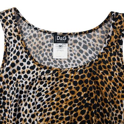 Vintage Dolce & Gabbana Ruched Leopard Print Top Womens Size M