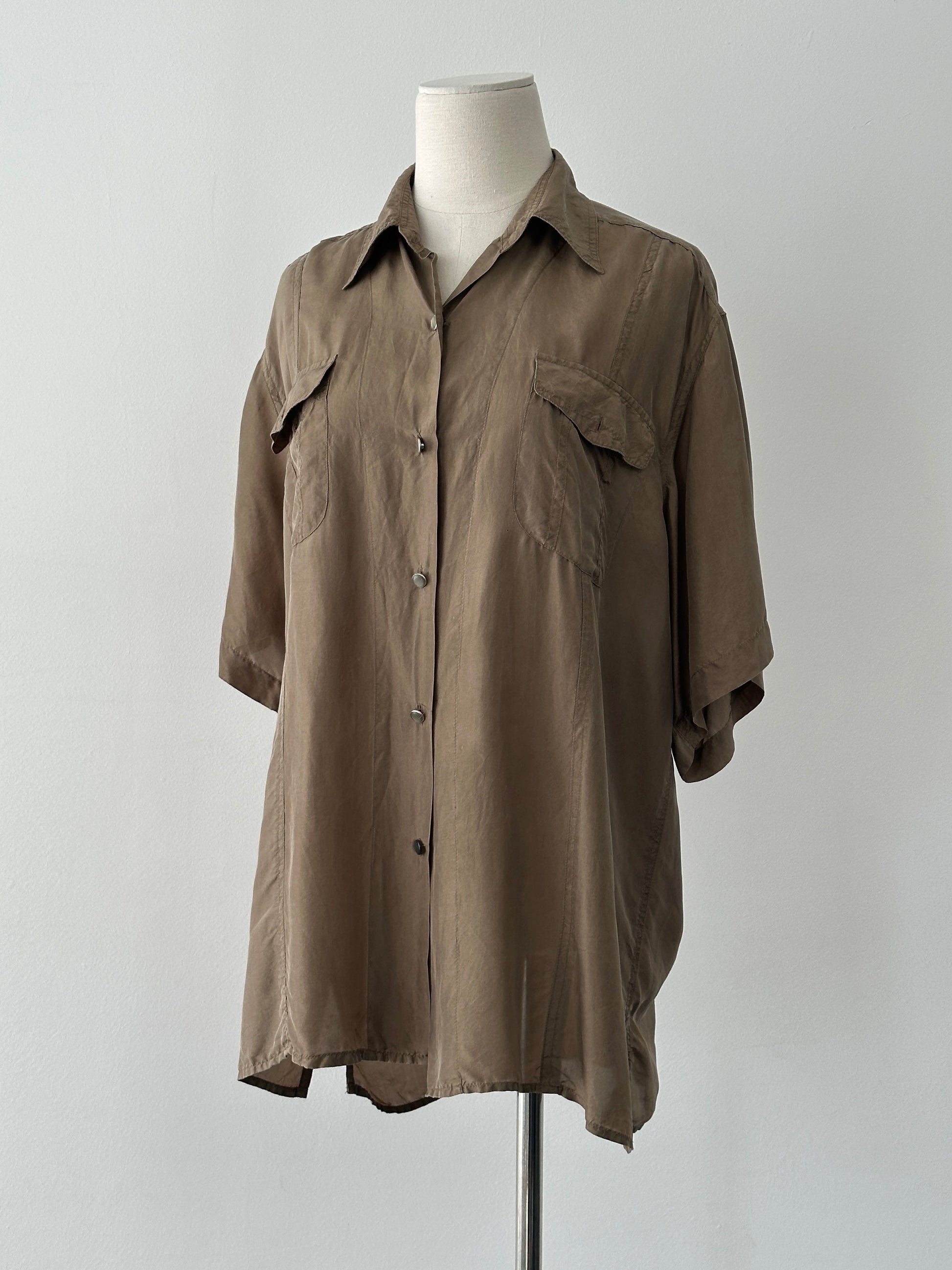 Vintage 1990s Pure Silk Short Sleeve Shirt - XL