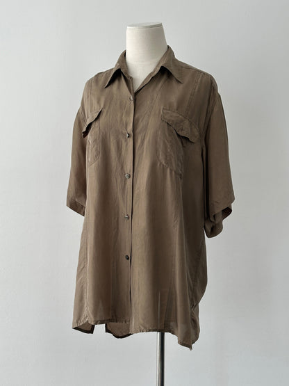 Vintage 1990s Pure Silk Short Sleeve Shirt - XL
