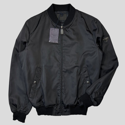 Prada Milano 2018 Black Gabardine Nylon Triangle Bomber - M | Default Title, Black