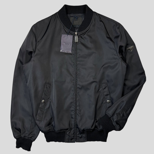 Prada Milano 2018 Black Gabardine Nylon Triangle Bomber - M | Default Title, Black