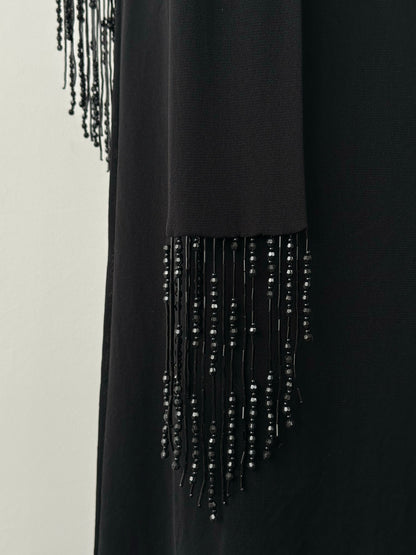 Vintage 1990s Beaded Scarf Wrap Midi Dress - M