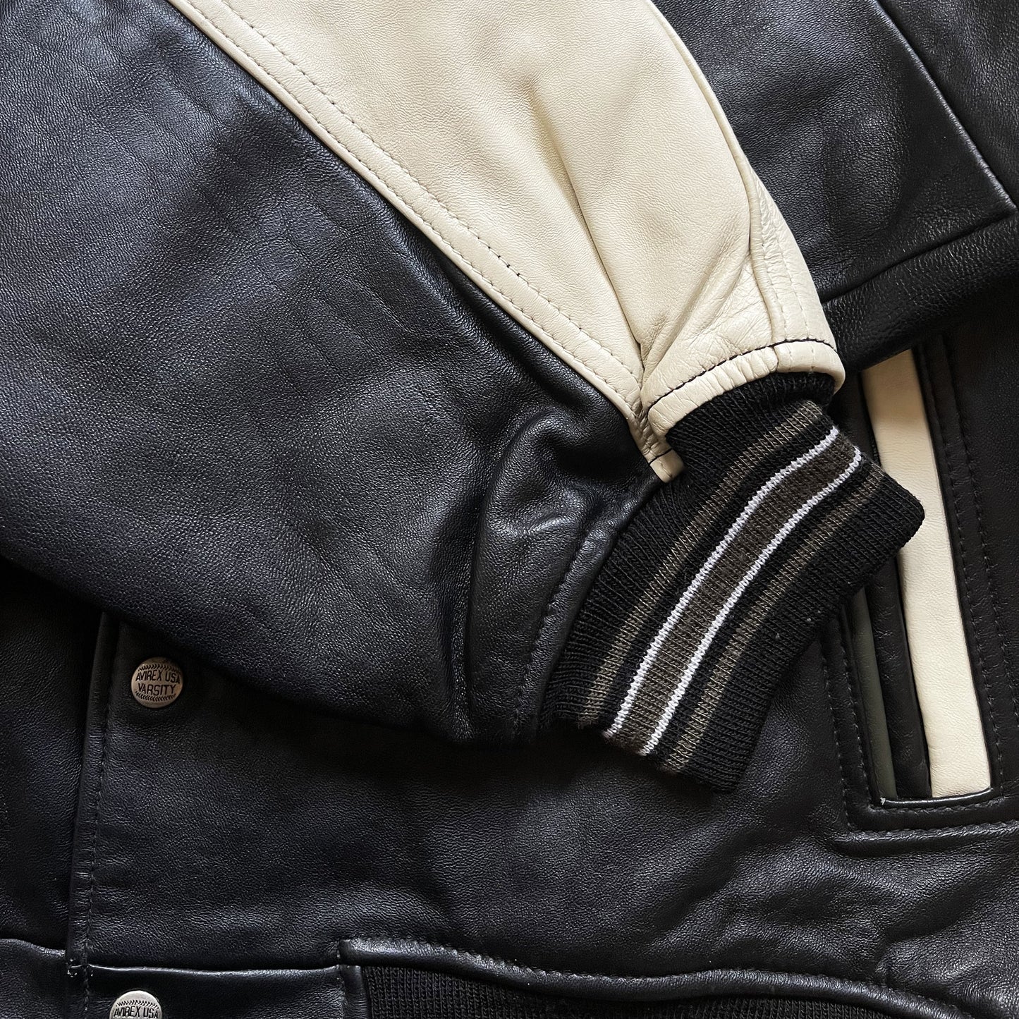 Avirex 'North West Wild Bears' Leather Varsity Jacket - XL