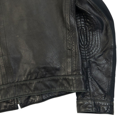 Vintage 90s Hugo Boss Zip Up Leather Jacket Size S | Small, Black