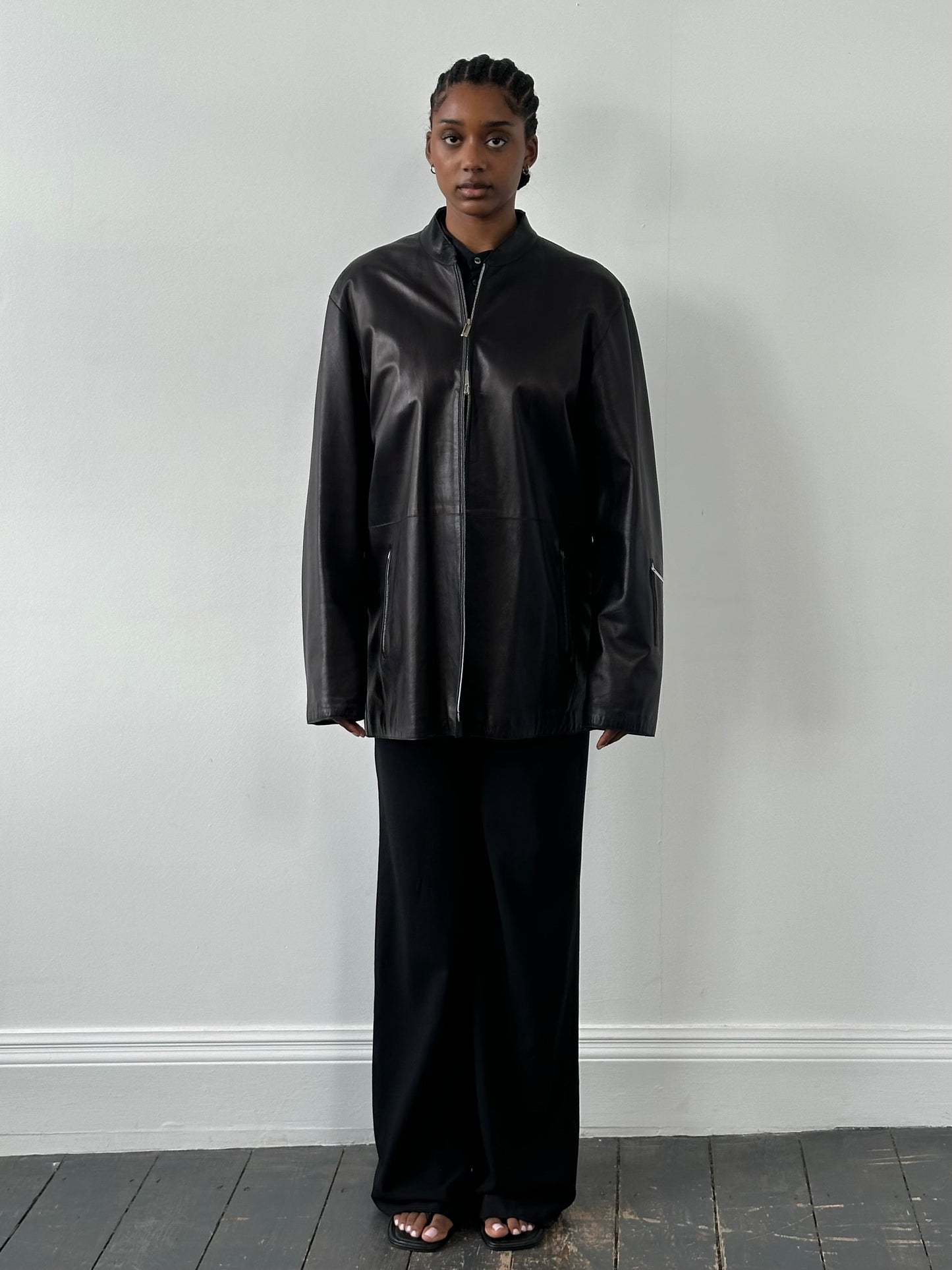 Emporio Armani 2000s Double Zip Leather Jacket - XL