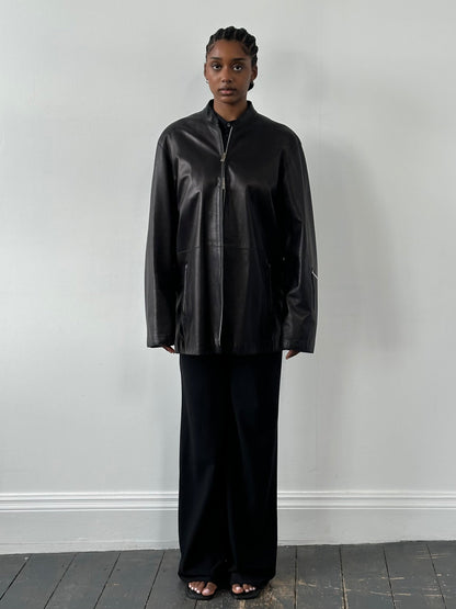 Emporio Armani 2000s Double Zip Leather Jacket - XL