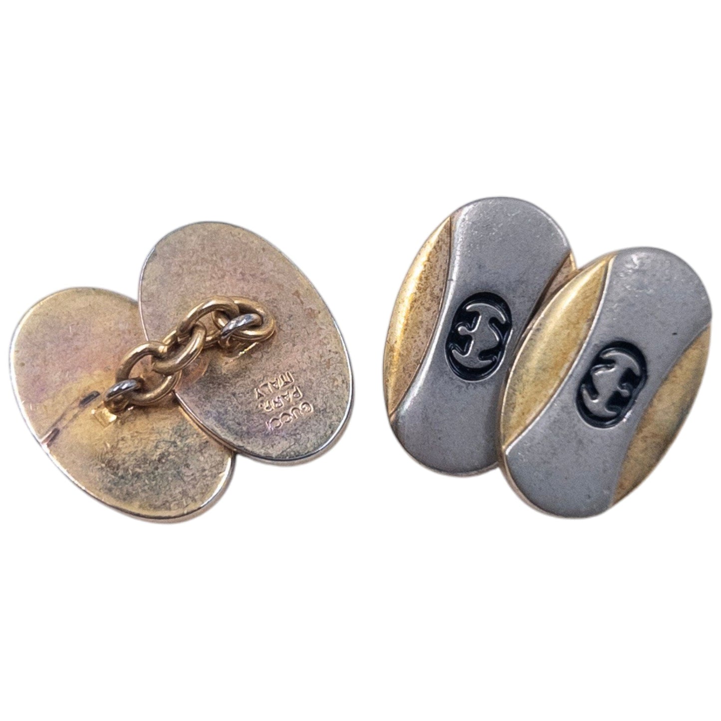 Vintage 80s Gucci Embossed Chain Link Cuff Links | O/S, Gold