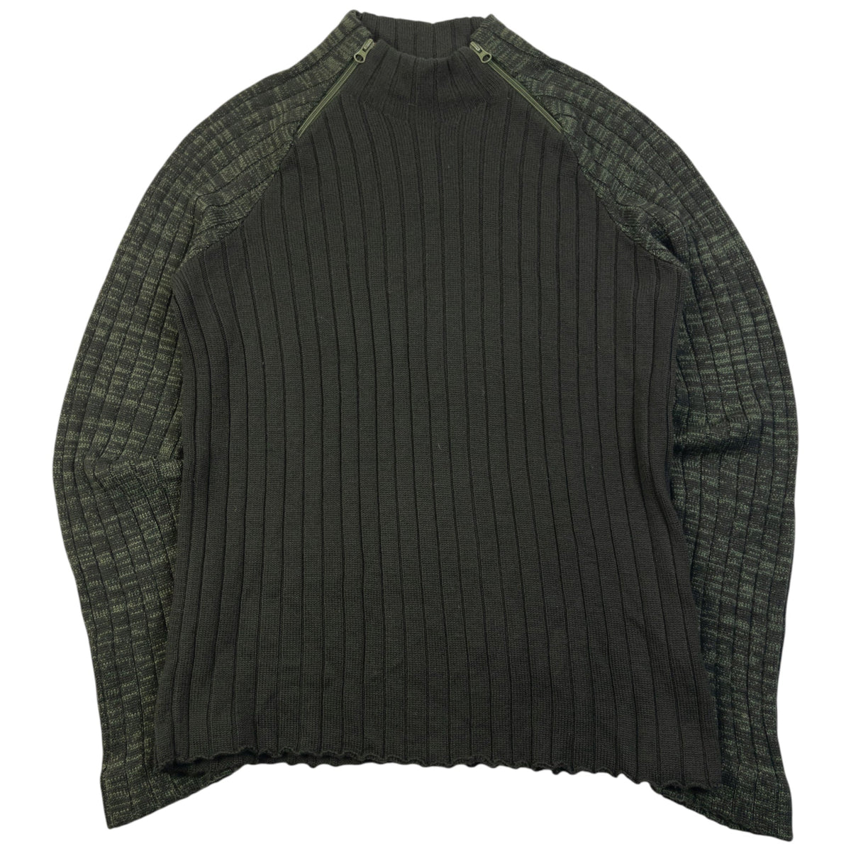 Vintage 2000s Armani Jeans Ribbed Wool Knit Q Zip Jumper Womens Size XL | XL, Green