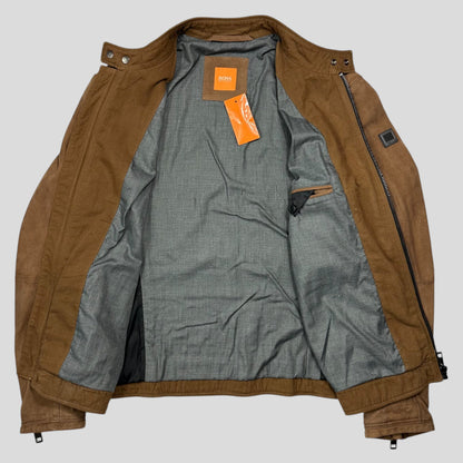 Hugo Boss Orange Leather Suede Moto Biker Jacket - M