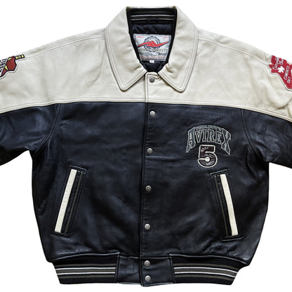 Avirex 'North West Wild Bears' Leather Varsity Jacket - XL