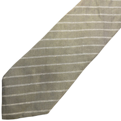 Vintage 90s Issey Miyake Striped Silk Tie | O/S, Grey