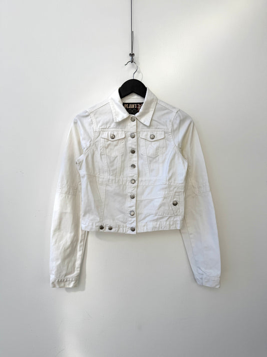 Jean Paul Gaultier  Asymmetrical Denim Jacket | Small, White