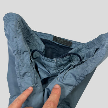 Prada 2014 Metallic Blue Red Tab Nylon Swim Shorts - M