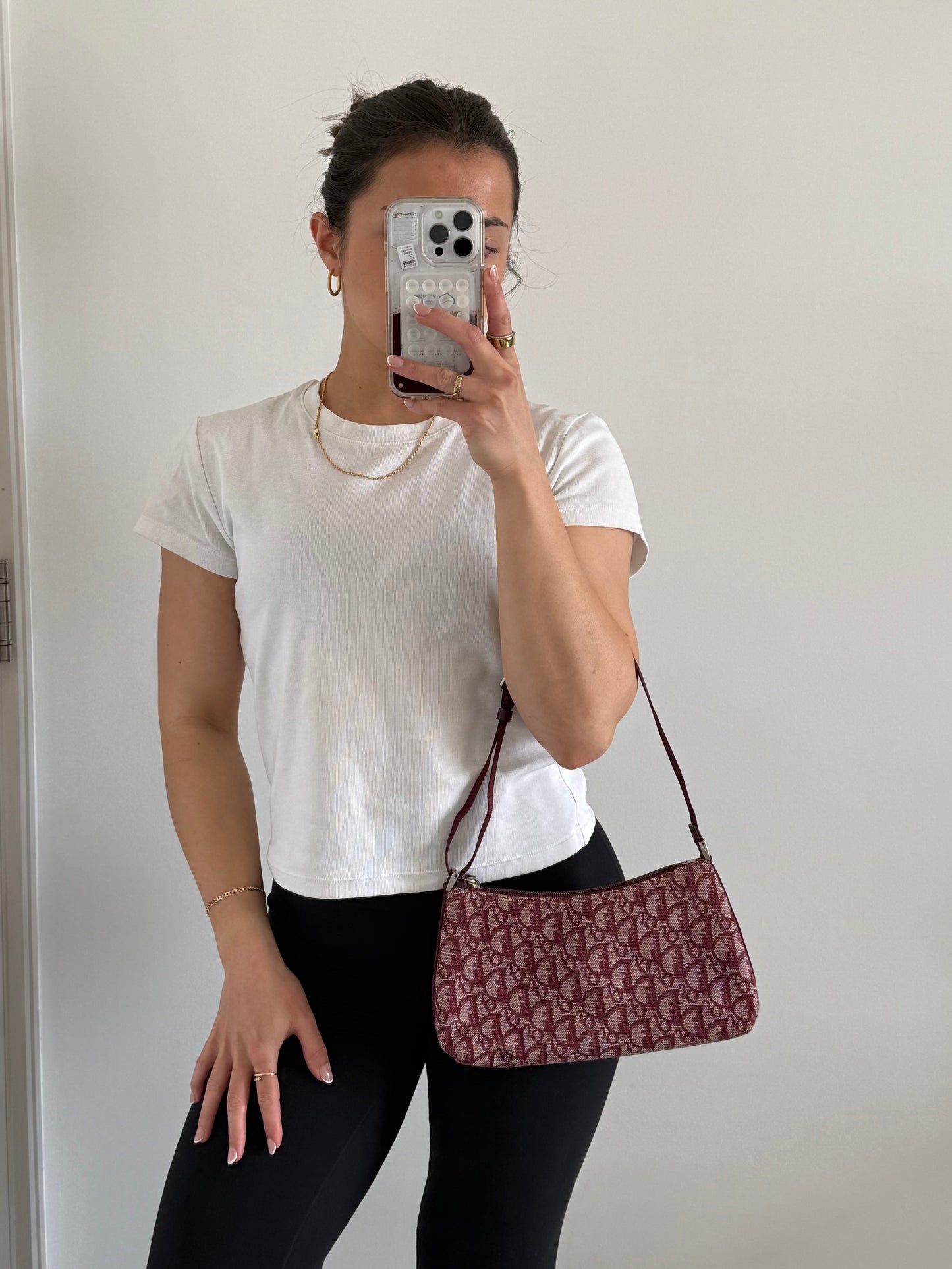 2011 Christian Dior Bordeaux Red Monogram Shoulder Bag | O/S, Multicoloured