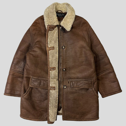 Gucci by Tom Ford 90’s Sheepskin Leather Heavy Shearling Coat - M | Default Title, Brown