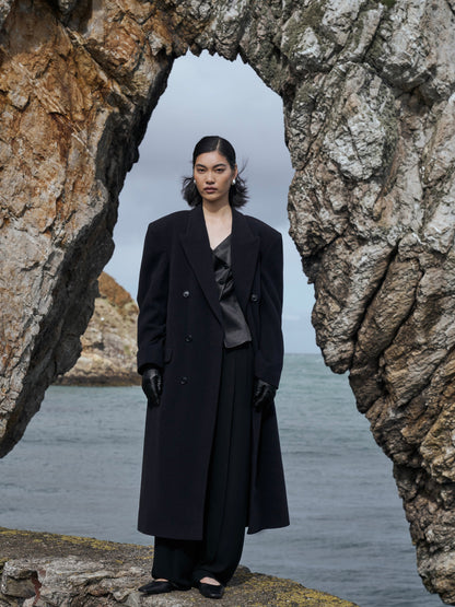 Pierre Cardin 1990s Wool Cashmere Double Breasted Floor Length Coat - XL