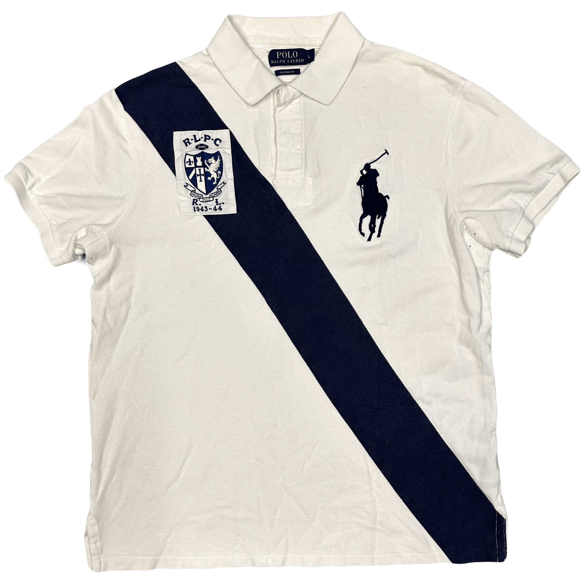 Ralph Lauren Polo In White & Navy ( L ) - Known Source