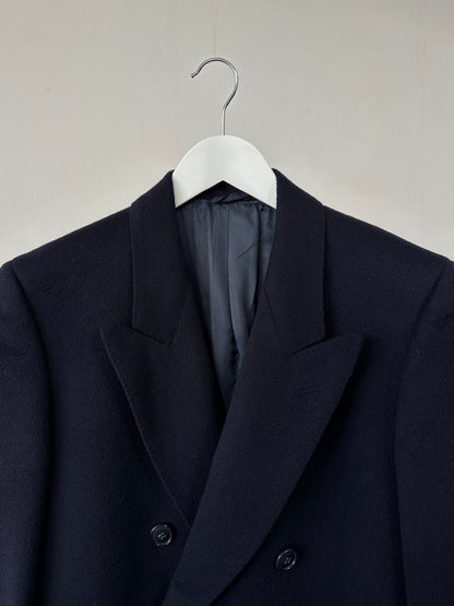 Giorgio Armani pure wool double-breasted coat in size L, featuring classic design, tailored fit, and elegant lapel details.