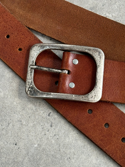Vintage 1990s Square Leather Chunky Belt - W33-43