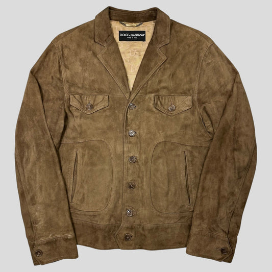 Dolce & Gabanna 00’s Goatskin Suede Leather Western Jacket - IT54 | Default Title, Multicoloured