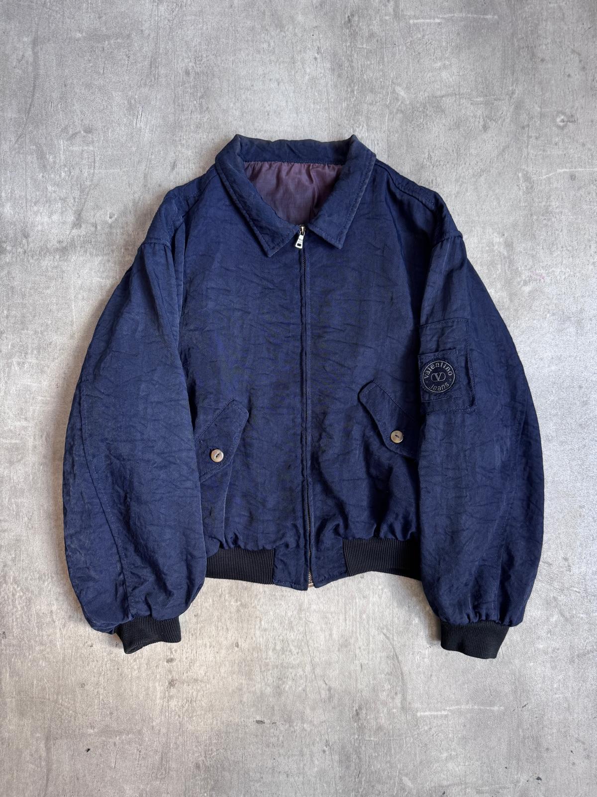 Valentino Jeans Navy Logo Patch Bomber Jacket