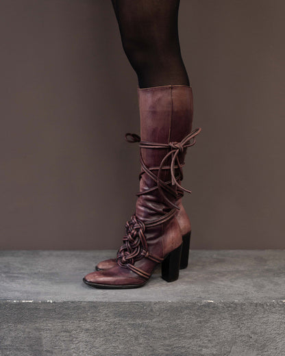 YVES SAINT LAURENT F/W 2002 RUNWAY BOOTS (EU 36) | DEFAULT TITLE, Burgundy