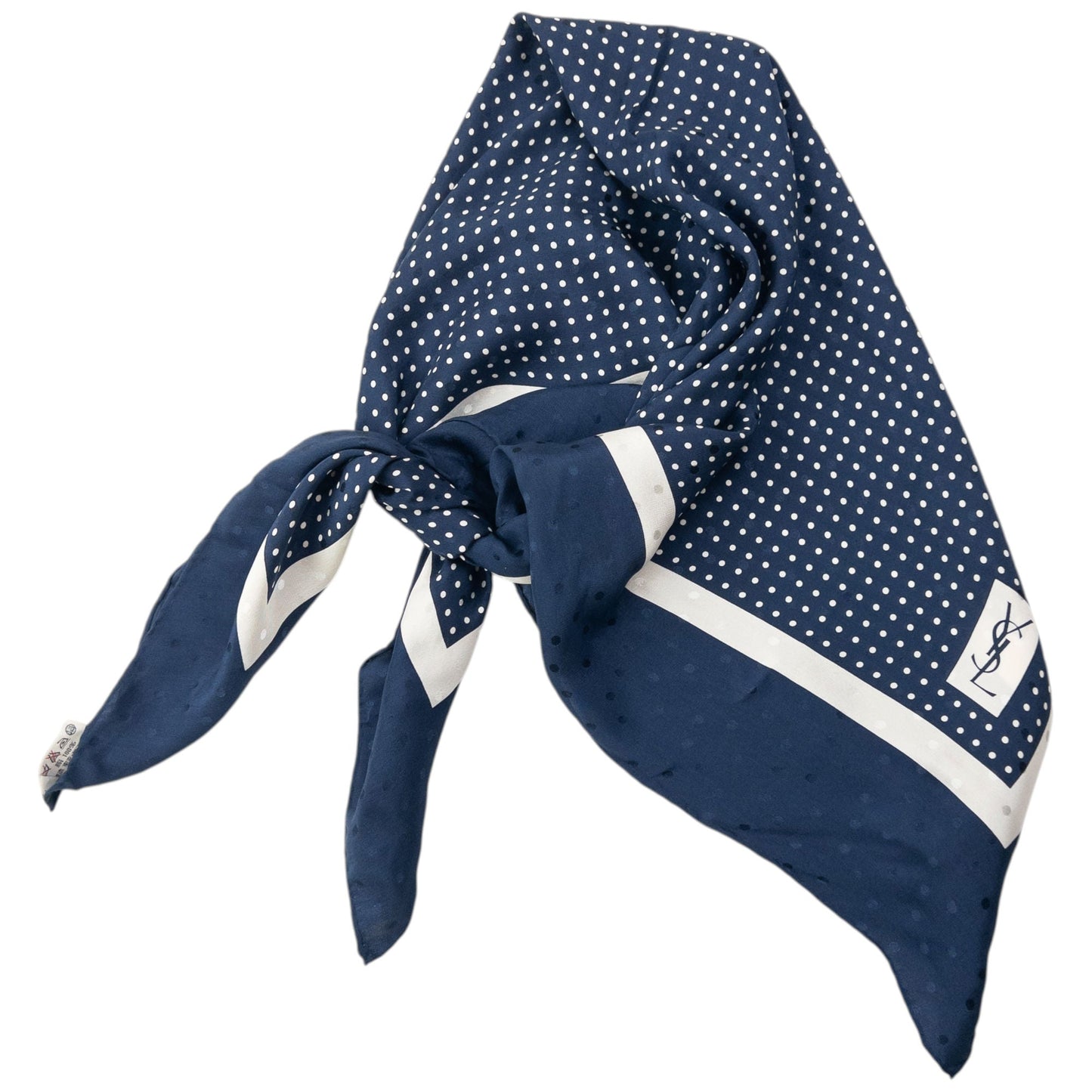 Vintage 80s YSL Yves Saint Laurent Polka Dot Silk Scarf | O/S, Multicoloured