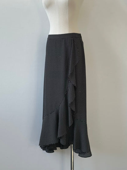 Vintage 2000s Polka Dot Ruffle Midi Skirt - W26
