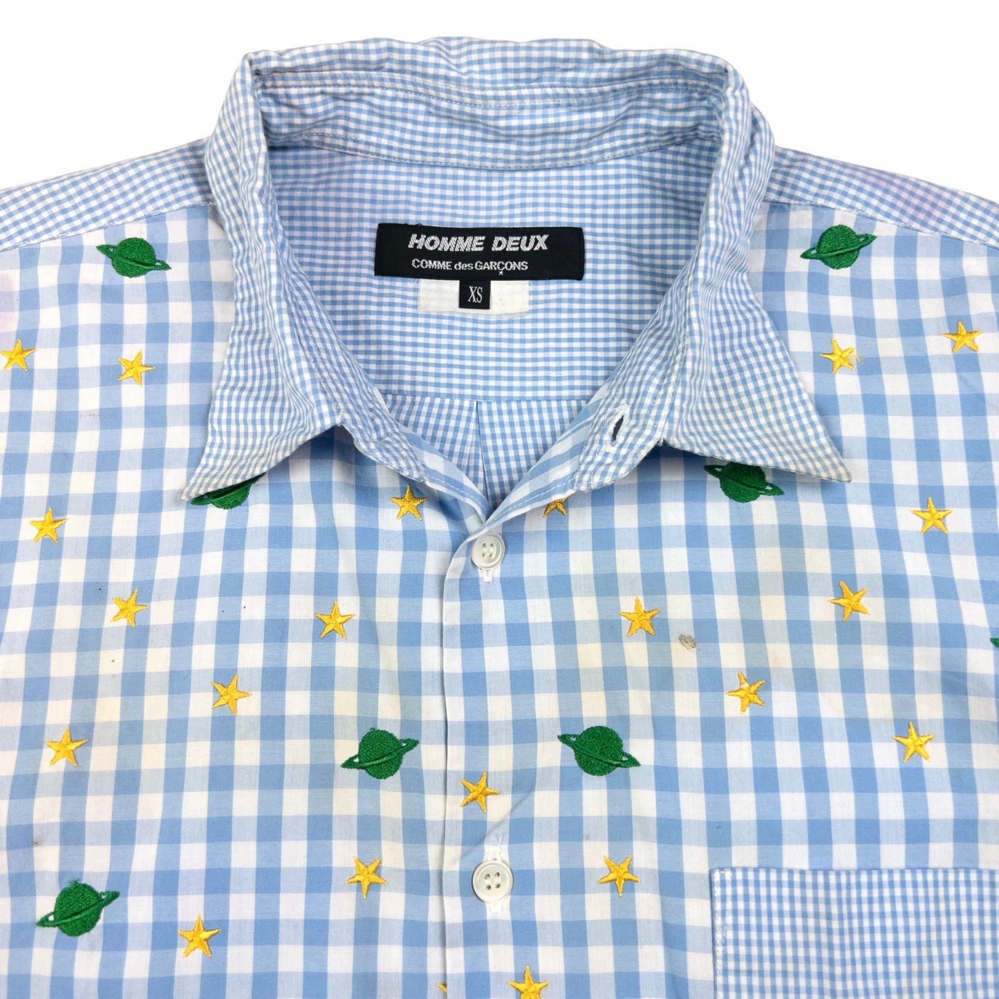 Vintage Comme Des Garçons HOMME Embroidered Long Sleeve Button Up Shirt Size XS