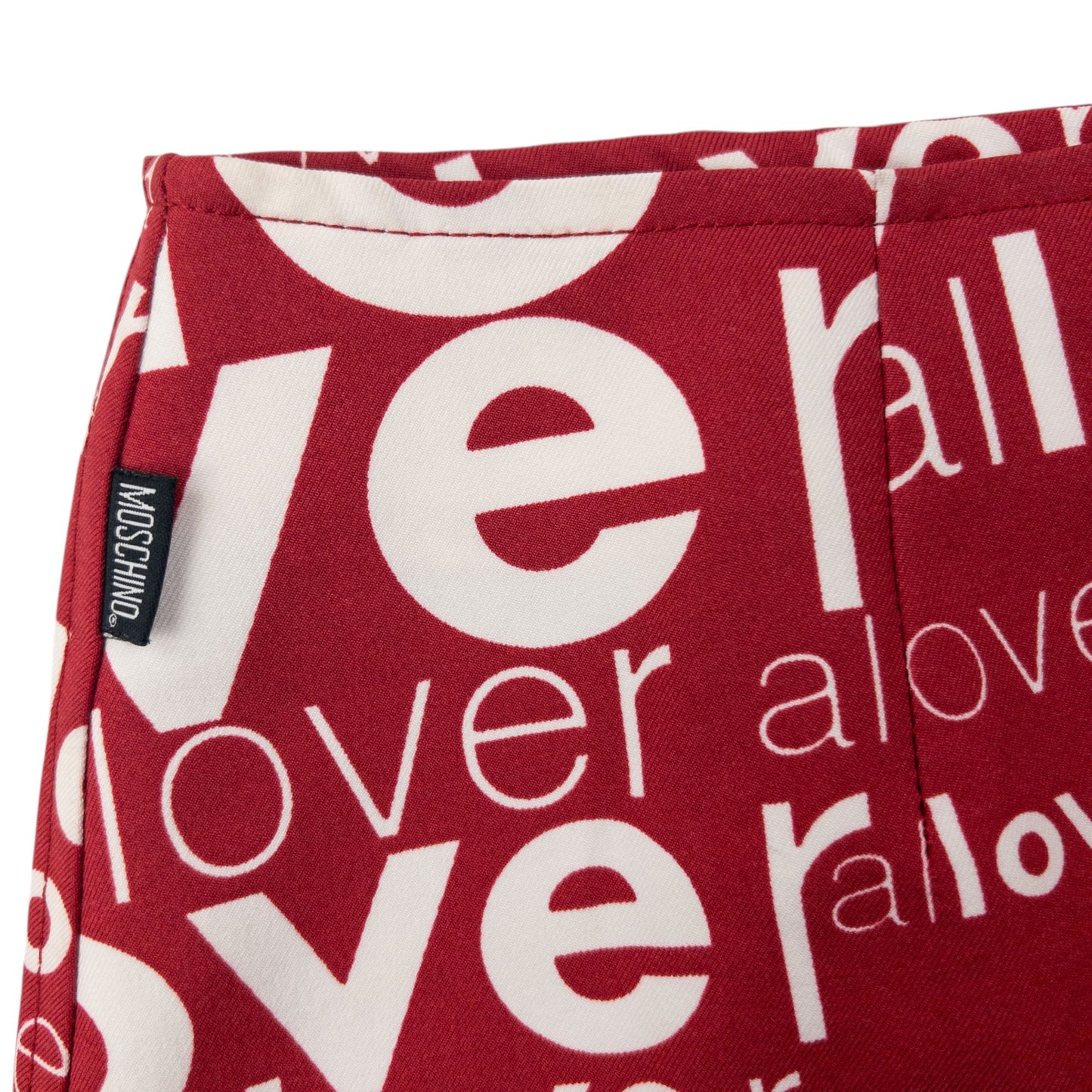 Vintage 2000s Moschino Jeans Love All Over Print Mini Skirt Womens Size W27 | W27, Red