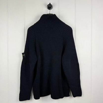 Stone Island Early 2000s Full Zip Ribbed Knit (L) | Large, Red