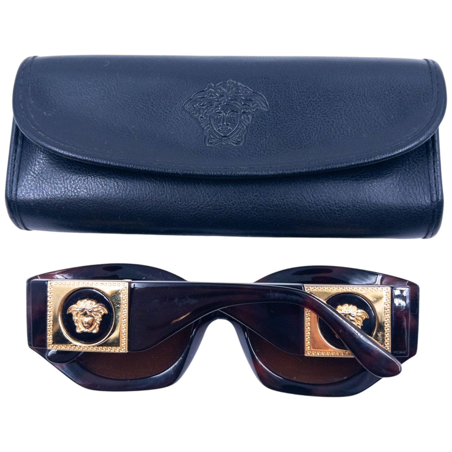 Vintage 90s Gianni Versace Tortoise Shell Medusa Sunglasses | O/S, Brown