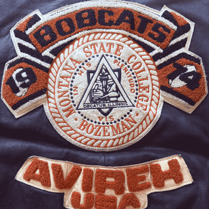 Avirex Bobcats Leather Varsity Jacket - S | Small, Tan