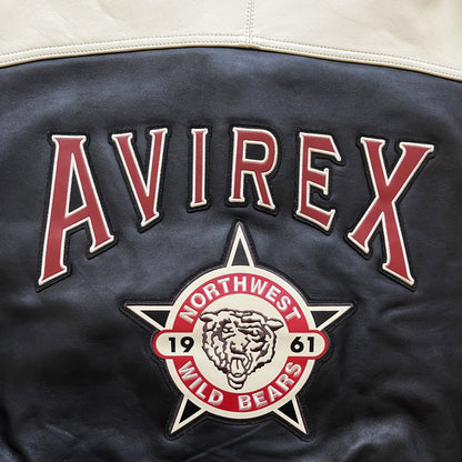 Avirex 'North West Wild Bears' Leather Varsity Jacket - XL