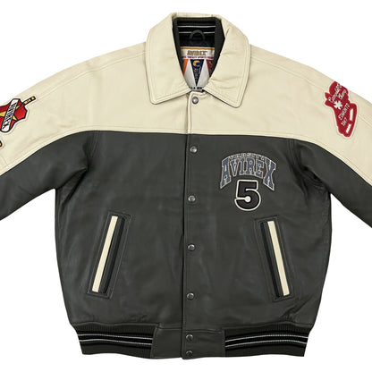 Avirex Wild Bears Leather Varsity Jacket - L | Large, Green
