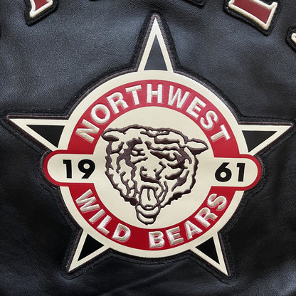 Avirex 'North West Wild Bears' Leather Varsity Jacket - XL