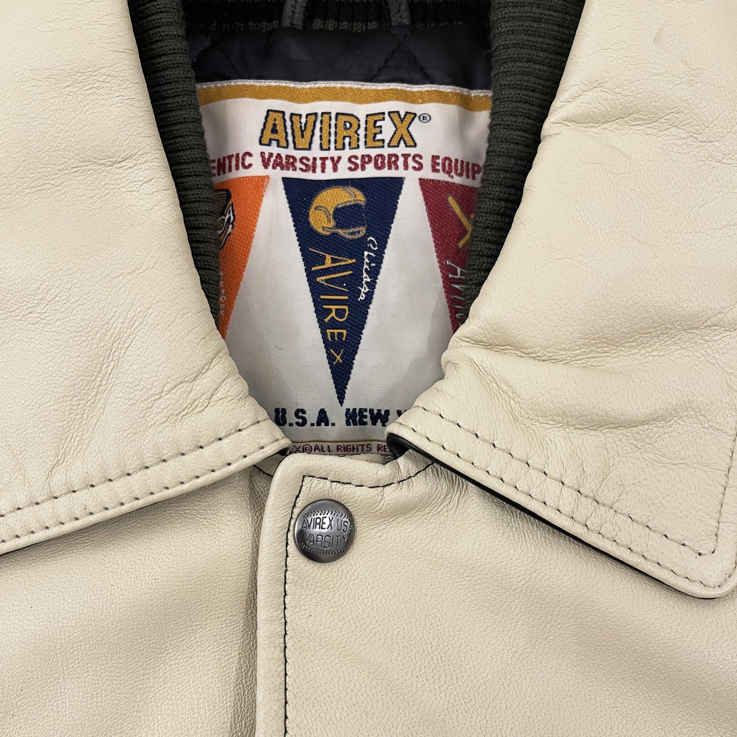 Avirex Wildbears Leather Varsity Jacket - M | Medium, Green