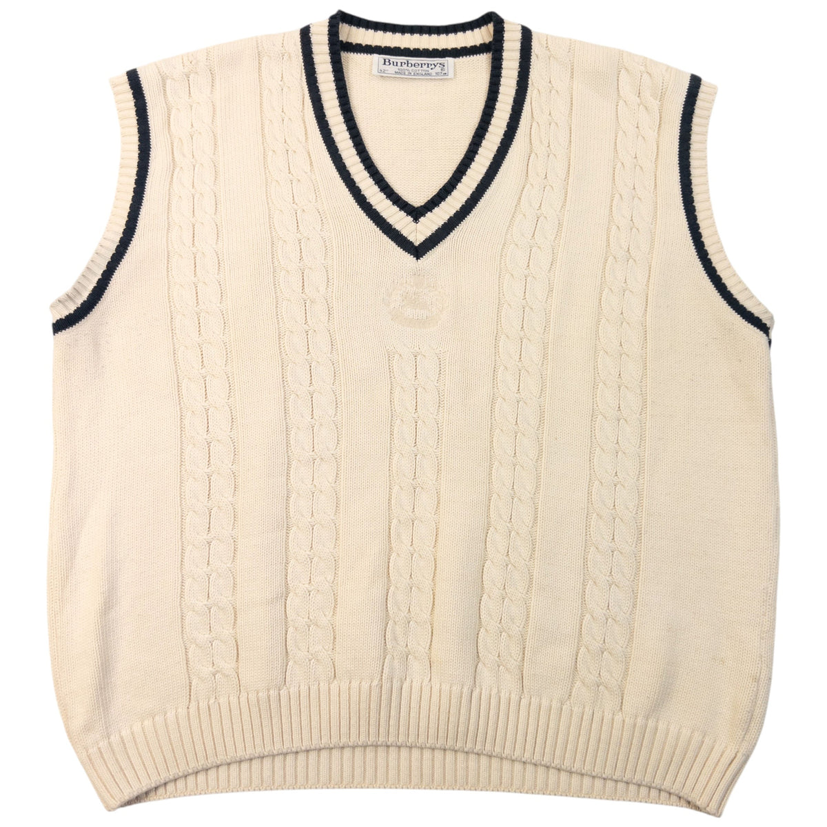 Vintage 90s Burberry Knit Sweater Vest Size S | Small, Cream