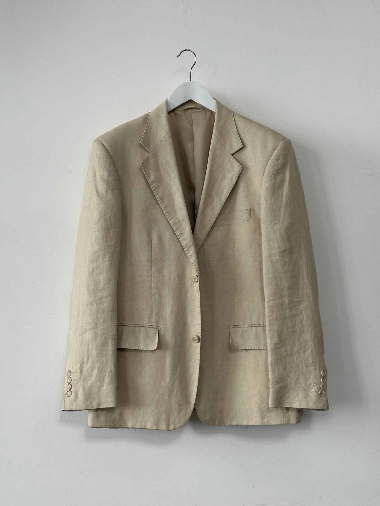 Vintage Pure Linen Single Breasted Blazer - 42R/L