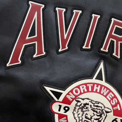 Avirex 'North West Wild Bears' Leather Varsity Jacket - XL