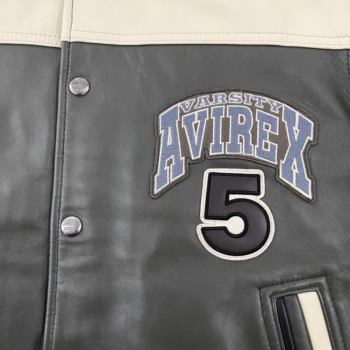 Avirex Wildbears Leather Varsity Jacket - M | Medium, Green
