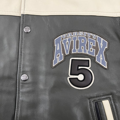 Avirex Wild Bears Leather Varsity Jacket - L | Large, Green