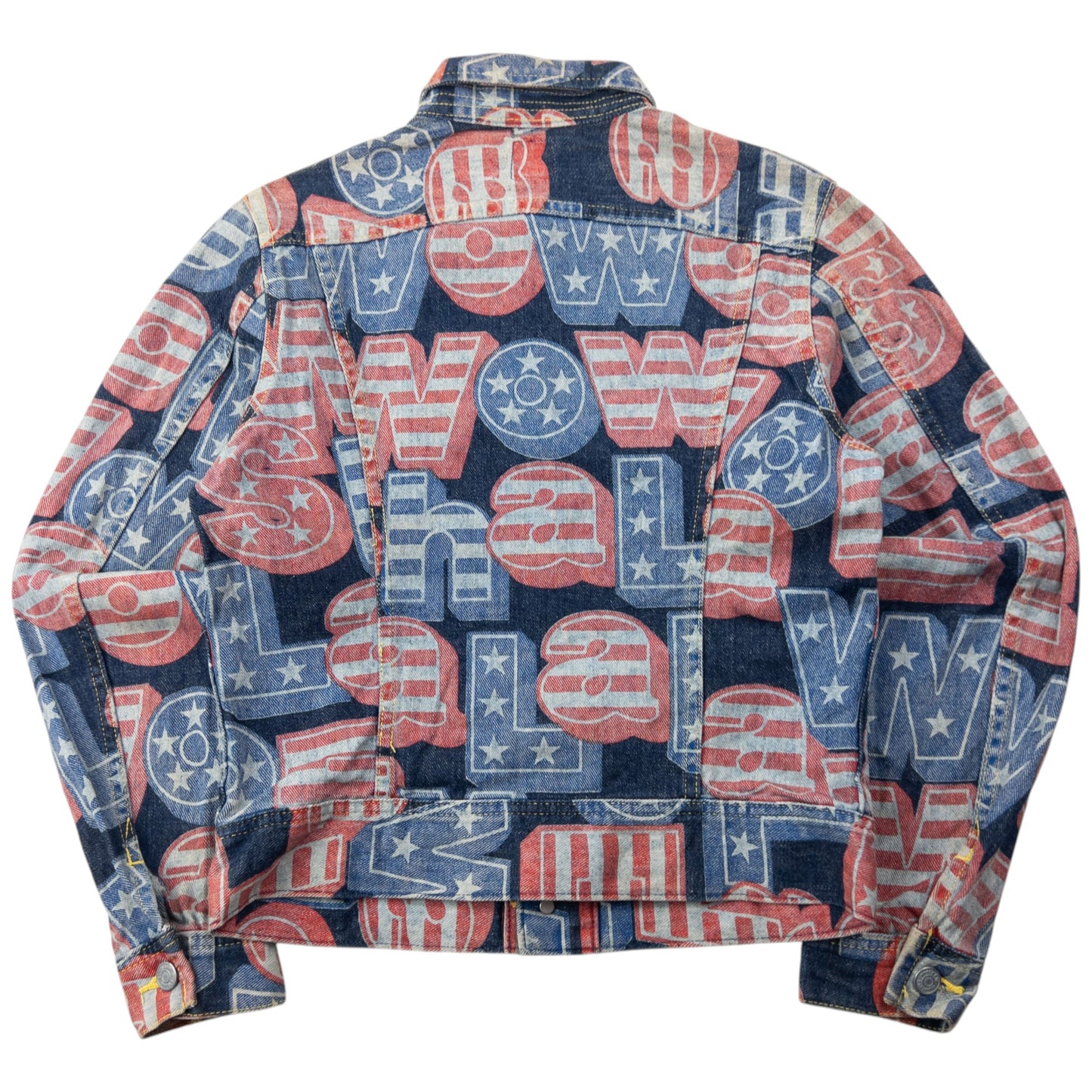 Vintage 90s Hysteric Glamour Stars & Stripes Text Denim Jacket Womens Size S | Small, Multi-colour