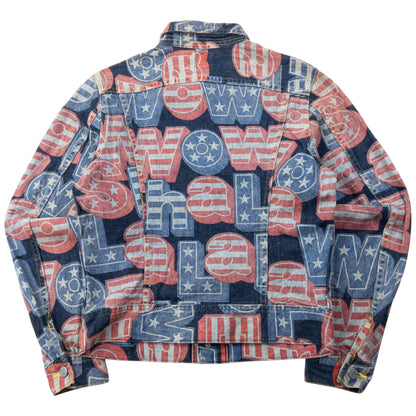 Vintage 90s Hysteric Glamour Stars & Stripes Text Denim Jacket Womens Size S | Small, Multi-colour