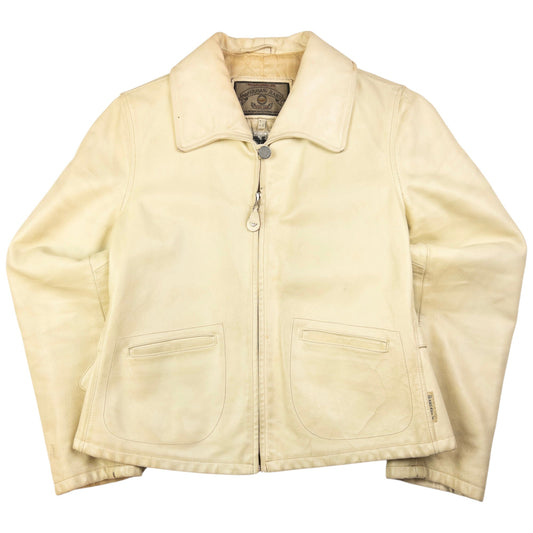 Vintage Armani Jeans Zip Up Leather Jacket Womens Size S