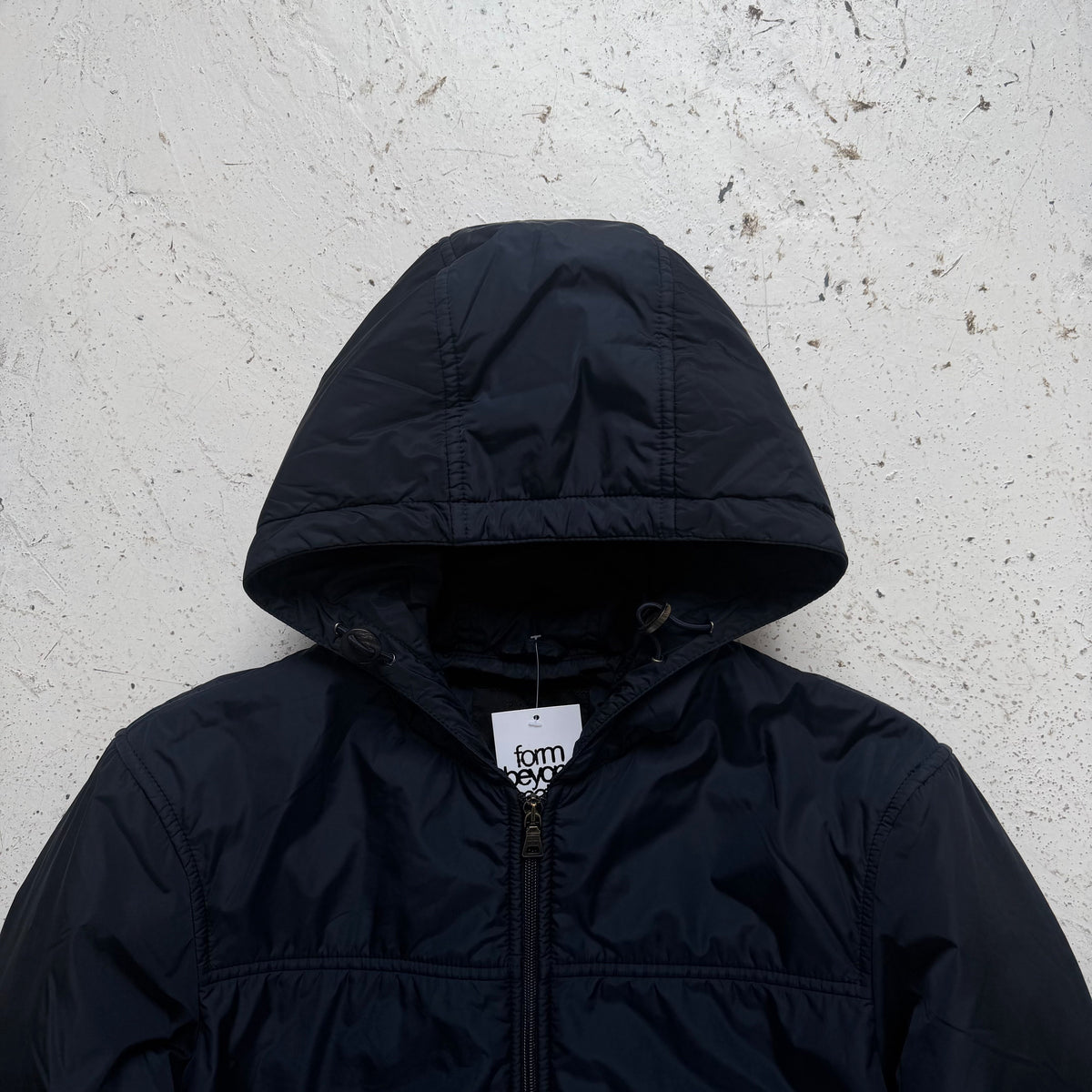 2000s prada mainline iridescent hooded padded jacket | O/S, Navy