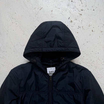 2000s prada mainline iridescent hooded padded jacket | O/S, Navy