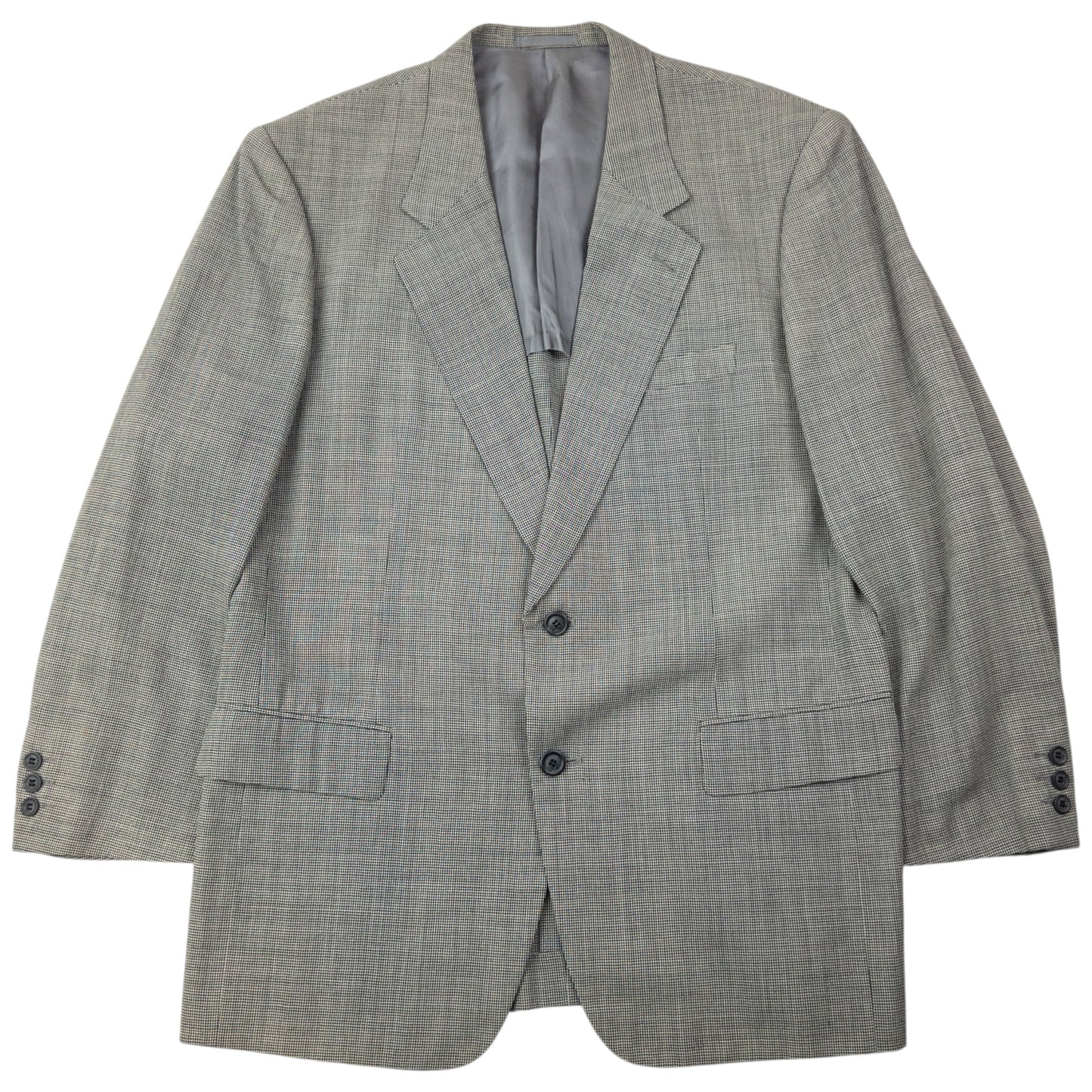 Vintage 90s Issey Miyake Checkered Jacket & Trousers Suit Set Size L | Large, Grey
